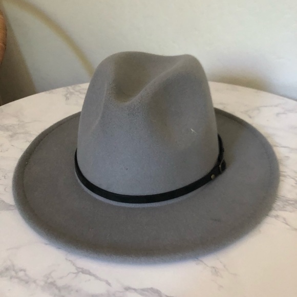 Gray Women Belt Buckle Fedora Hat - Picture 2 of 5